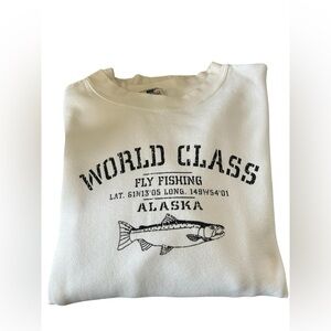 Oarsman World Class Fly Fishing Alaska Graphic Crewneck Sweatshirt Size Small